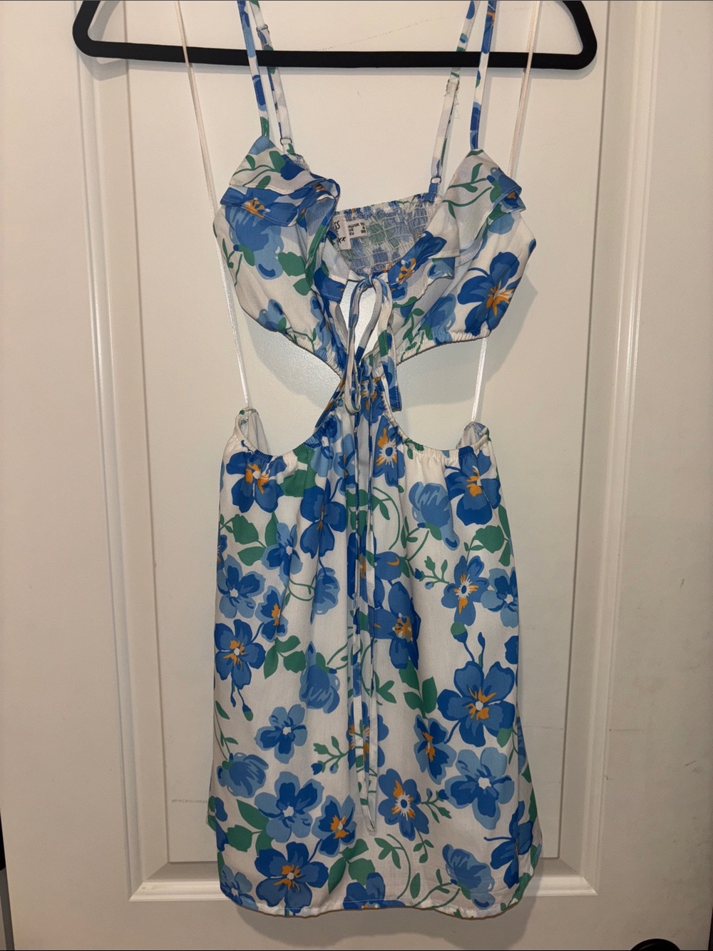 Princess Polly White Mini Dress with Blue Floral Print